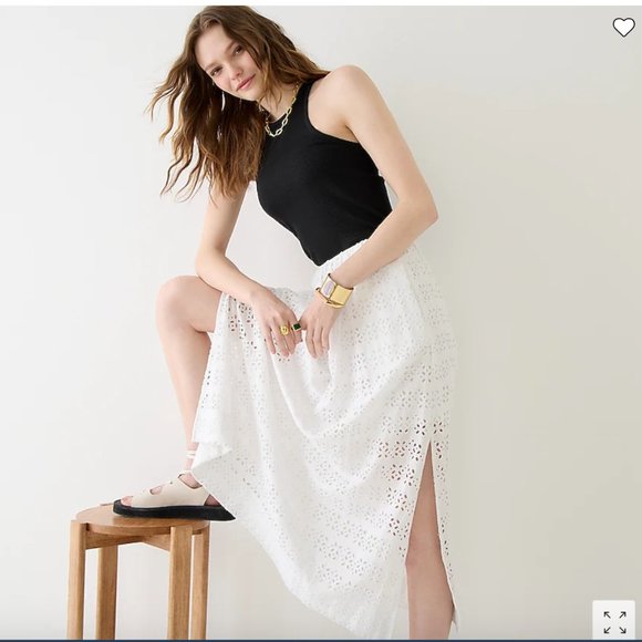 NWT J. Crew Linen maxi skirt in eyelet 14 $198 - Picture 1 of 4